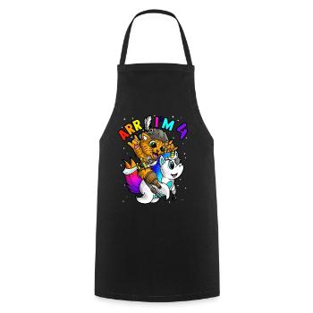 Arr Im 4 Birthday Pirate Halloween Jolly Roger - Cooking Apron - black - Front - AI Model Male 185 dark (185cm)