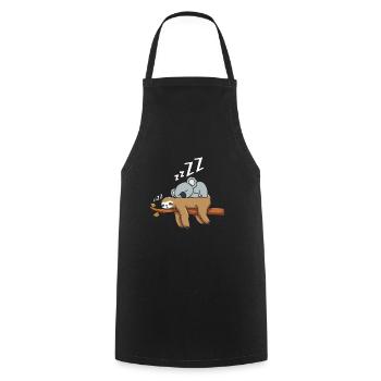 Late riser Tired sloth with sleeping koala - Cooking Apron - black - Front - AI Model Male 185 dark (185cm)