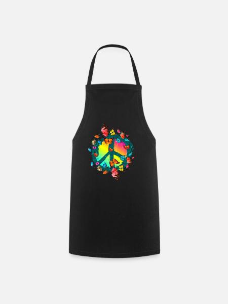 Hippie Schmetterlinge Hippies Flower Power 60s - Kochschürze - Schwarz
