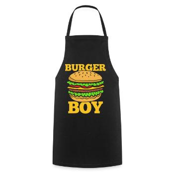 Burger Boy – Lustiges Fast Food Design - Kochschürze - Schwarz - Vorne - AI Model Male 185 dark (185cm)
