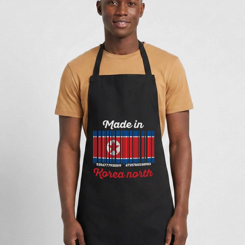 drapeau de code à barres corée nord Tablier de cuisine