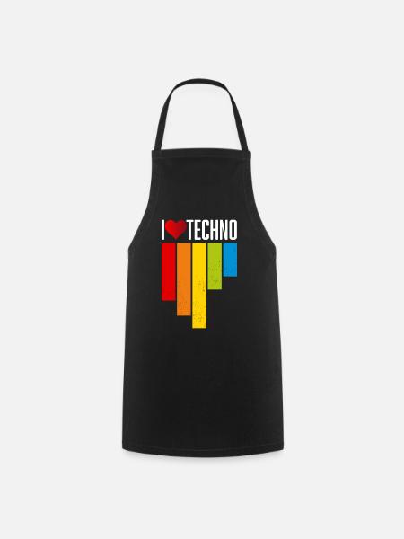 I love Techno - Cooking Apron - black