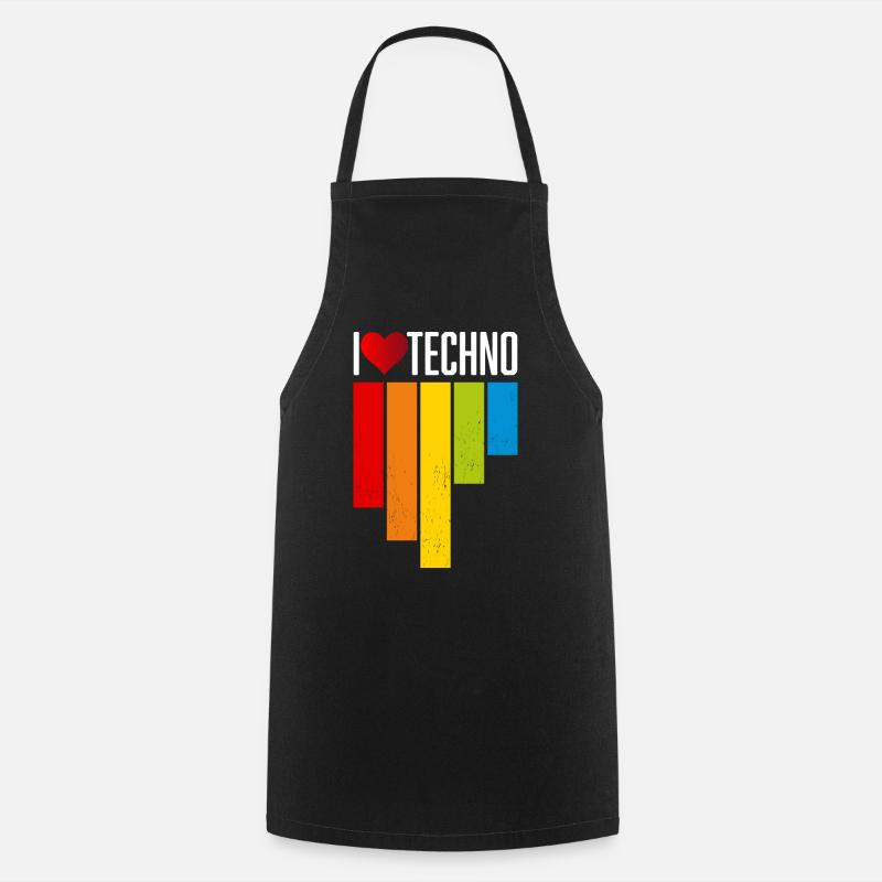 I love Techno - Cooking Apron - black