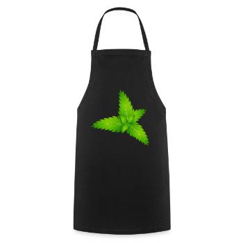 feuilles de menthe fraîche juteuse verte - Tablier de cuisine - noir - Devant - AI Model Male 185 dark (185cm)