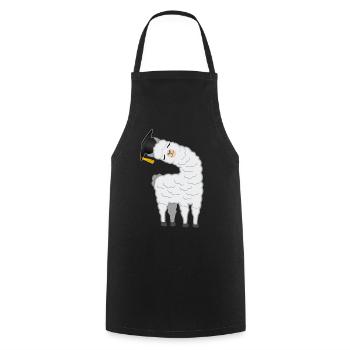 Bachelor Master Degree Llama Alpaca - Cooking Apron - black - Front - AI Model Male 185 dark (185cm)