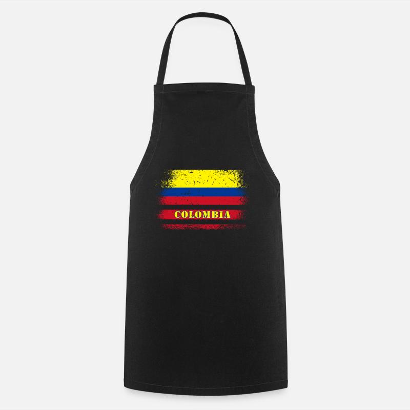 Drapeau vintage de Colombie / idée cadeau - Tablier de cuisine - noir