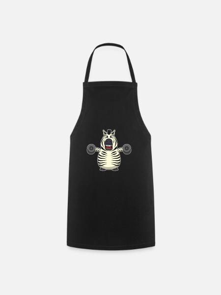 Funny zebra - Fitness - Haltères - Cadeau de sport - Tablier de cuisine - noir