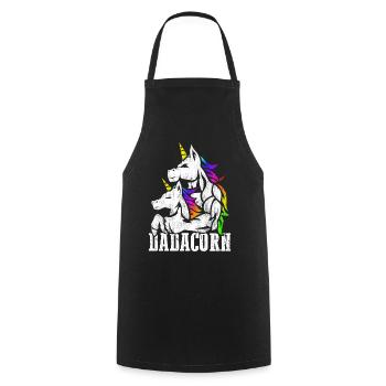 Papa de licorne musculaire et papa de Noël bébé fille - Tablier de cuisine - noir - Devant - AI Model Male 185 dark (185cm)
