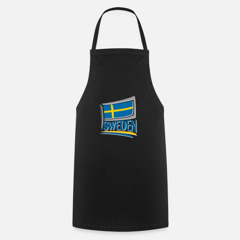 Souvenir de la Suède, voyage drapeau Suède - Tablier de cuisine - noir