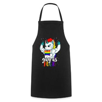 Gay As Fuck Pride Week Unicorn Lesbian Homosexual - Cooking Apron - black - Front - AI Model Male 185 dark (185cm)