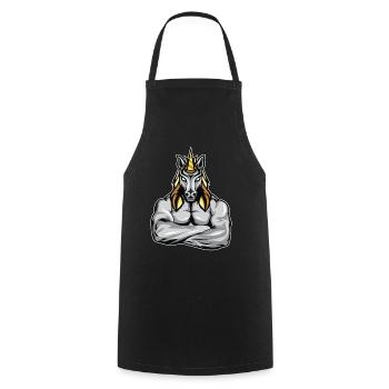 Cadeau de remise en forme de muscles licorne bodybuilder - Tablier de cuisine - noir - Devant - AI Model Male 185 dark (185cm)