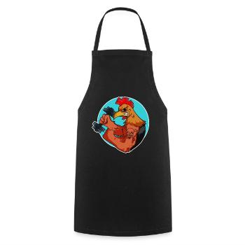 Huhn Hahn Fitness Hantel Geschenk - Kochschürze - Schwarz - Vorne - AI Model Male 185 dark (185cm)