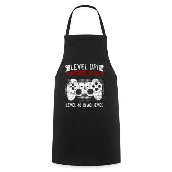 40 Birthday Level Up 40 Gaming Console - Cooking Apron - black - Front - AI Model Male 185 dark (185cm)
