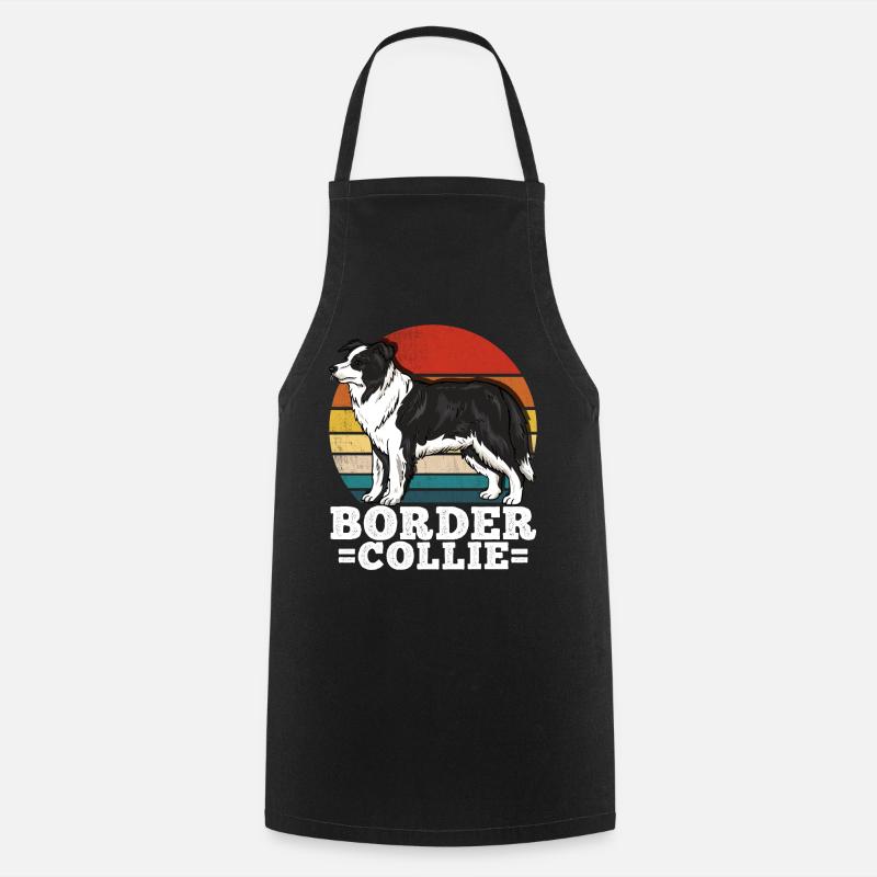 Border Collie Rétro - Tablier de cuisine - noir