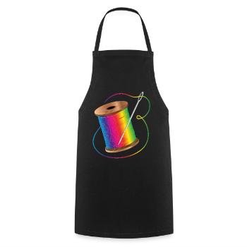 luminous sewing thread in rainbow colors with needle - Cooking Apron - black - Front - AI Model Male 185 dark (185cm)