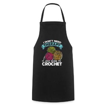 Crochet wool thread relaxation - Cooking Apron - black - Front - AI Model Male 185 dark (185cm)