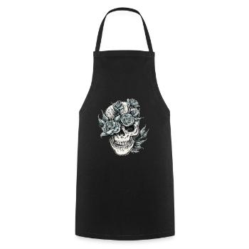 Totenkopf - Kochschürze - Schwarz - Vorne - AI Model Male 185 dark (185cm)