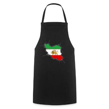Iran Flag Lion and Sun - شیر خورشید - Cooking Apron - black - Front - AI Model Male 185 dark (185cm)