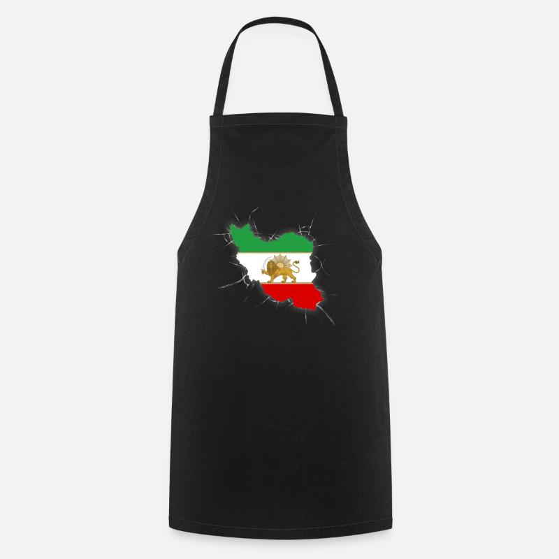 Drapeau Iran Lion et Soleil - شیر خورشید - Tablier de cuisine - noir