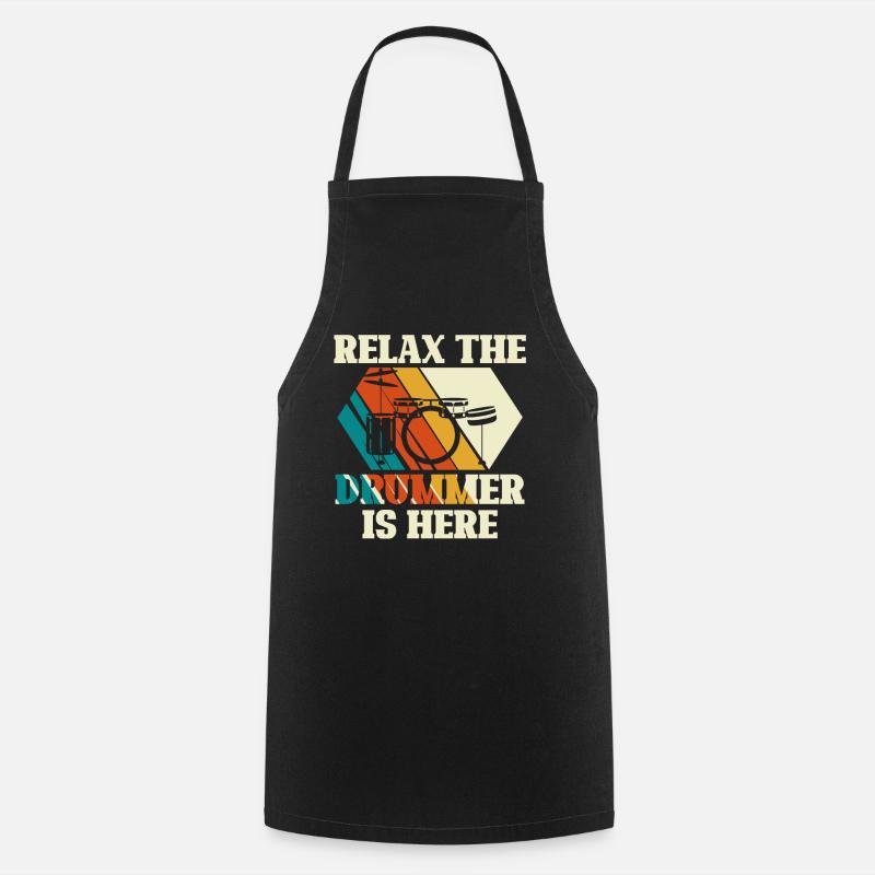 Relax the drummer is here - drums - Cooking Apron - black
