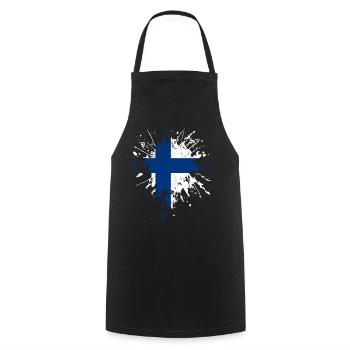 Drapeau de la Finlande - Tablier de cuisine - noir - Devant - AI Model Male 185 dark (185cm)