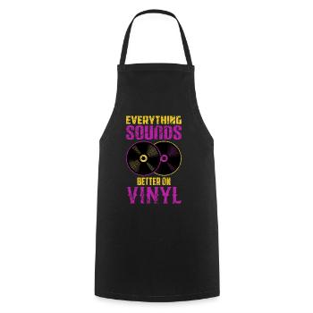 DJ Vinyl Plattenspieler LP Schallplatten - Kochschürze - Schwarz - Vorne - AI Model Male 185 dark (185cm)