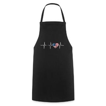 USA Heartbeat Heartbeat America Flag Gift - Cooking Apron - black - Front - AI Model Male 185 dark (185cm)