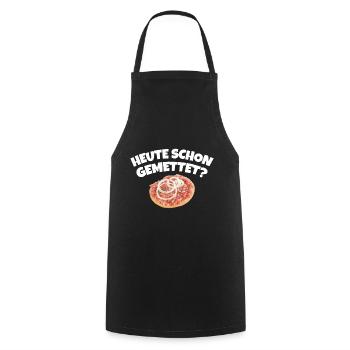 HEUTE SCHON GEMETTET? - METTBRÖTCHEN - Kochschürze - Schwarz - Vorne - AI Model Male 185 dark (185cm)