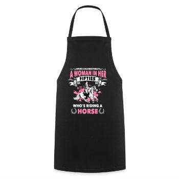 50 ans cavaliere chemise cadeau cheval - Tablier de cuisine - noir - Devant - AI Model Male 185 dark (185cm)