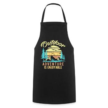 Outdoor Adventure Is Enjoyable Vintage - Cooking Apron - black - Front - AI Model Male 185 dark (185cm)