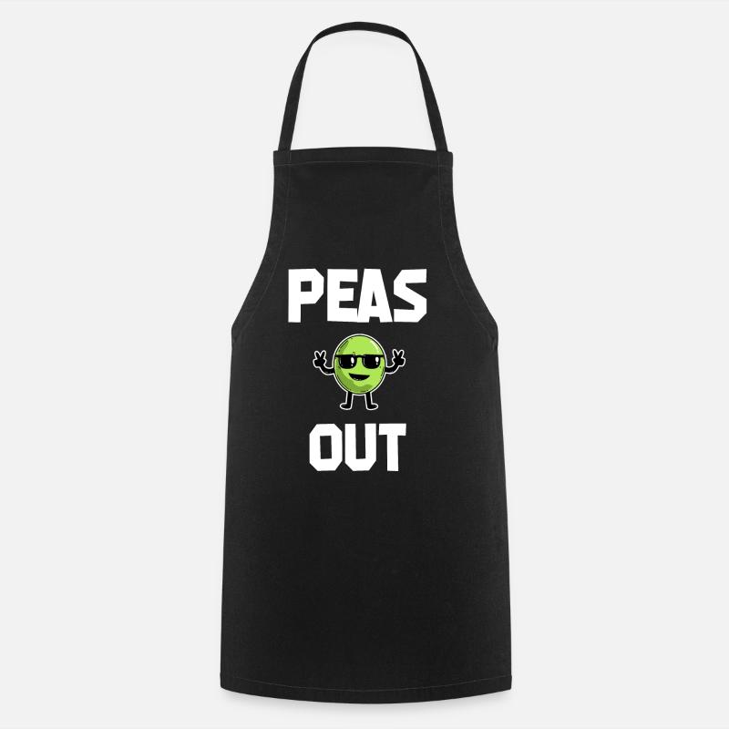 Peas Out - Peace Cool Poise jeu de mots - Tablier de cuisine - noir