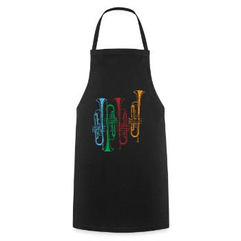 Trompete Retro Instrument - Kochschürze - Schwarz - Vorne - AI Model Male 185 dark (185cm)
