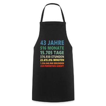 43. Geburtstag 43 Jahre 43ter Geburtstagsgeschenk - Kochschürze - Schwarz - Vorne - AI Model Male 185 dark (185cm)