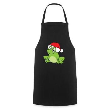 Grenouille avec chapeau de Noël Grenouille douce - Tablier de cuisine - noir - Devant - AI Model Male 185 dark (185cm)