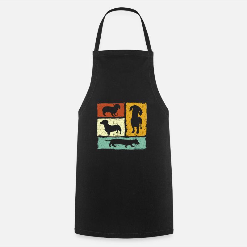 Cadeau rétro vintage de chien teckel - Tablier de cuisine - noir