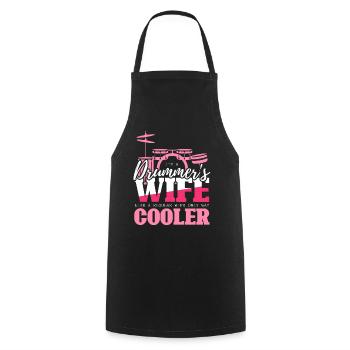 Drummers Wife - Drummer Gift - Cooking Apron - black - Front - AI Model Male 185 dark (185cm)