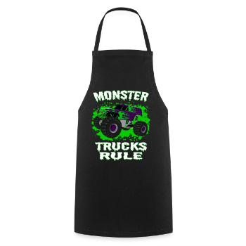 Awesome Monster trucks rule - Cooking Apron - black - Front - AI Model Male 185 dark (185cm)