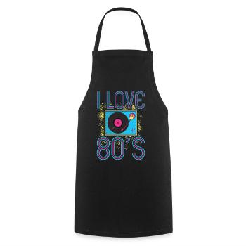 80s 80s costume I Love 80s - Cooking Apron - black - Front - AI Model Male 185 dark (185cm)