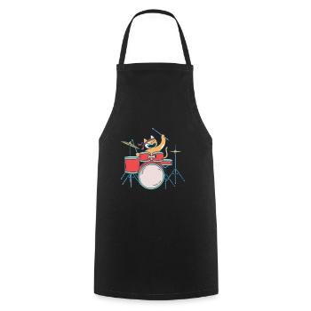 Katze Katzen Musik Cat Drummer Schlagzeug Band - Kochschürze - Schwarz - Vorne - AI Model Male 185 dark (185cm)