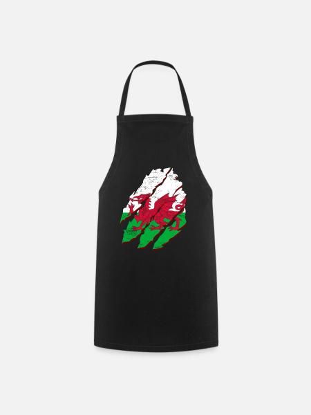 Wales Flag St Davids Day Cymraeg Welsh Coat of Arms - Cooking Apron - black