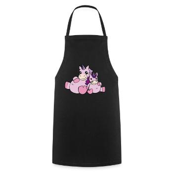 Licorne mignon cadeau licornes maman enfant - Tablier de cuisine - noir - Devant - AI Model Male 185 dark (185cm)