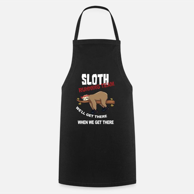 Lustiger Sloth Laufteam Design - Kochschürze - Schwarz