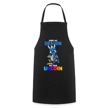 Désolé mon dragon a mangé votre livre mignon drôle de licorne - Tablier de cuisine - noir - Devant - AI Model Male 185 dark (185cm)