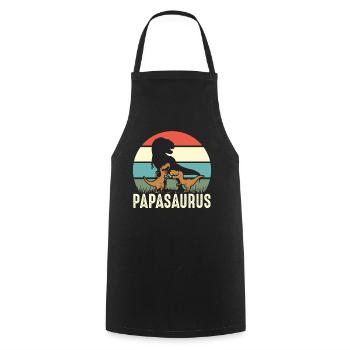 Funny Papasaurus Dino Dinosaur Gift - Cooking Apron - black - Front - AI Model Male 185 dark (185cm)