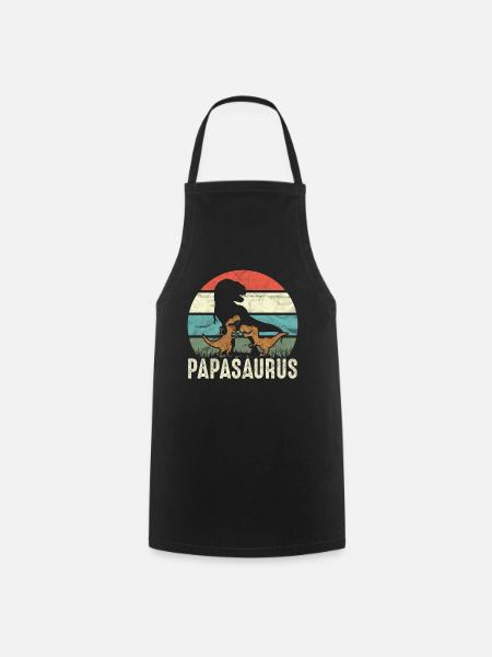 Witziges Papa Papasaurus Dino Dinosaurier Geschenk - Kochschürze - Schwarz