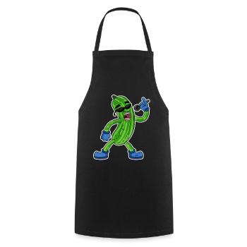 Gurke singt lustige Illustration Gemüse Geschenk - Kochschürze - Schwarz - Vorne - AI Model Male 185 dark (185cm)
