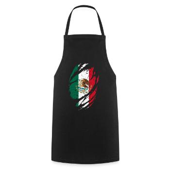 Drapeau & blasons du Mexique - Tablier de cuisine - noir - Devant - AI Model Male 185 dark (185cm)