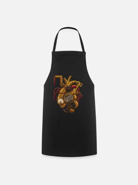 Steampunk Clockwork Heart Vintage Victorian - Cooking Apron - black