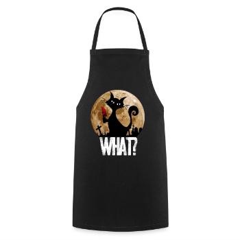 Chat noir meurtrier de pleine lune Halloween avec quoi - Tablier de cuisine - noir - Devant - AI Model Male 185 dark (185cm)