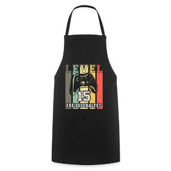 15. Geburtstag Jungen Gamer Level 15 freigeschalte - Kochschürze - Schwarz - Vorne - AI Model Male 185 dark (185cm)